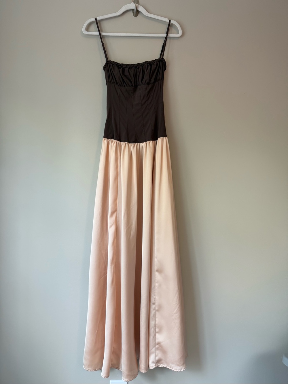 WeWoreWhat Ruffle Corset Colorblock Maxi Dress Sz 0 Satin Skirt Boho Ren Faire